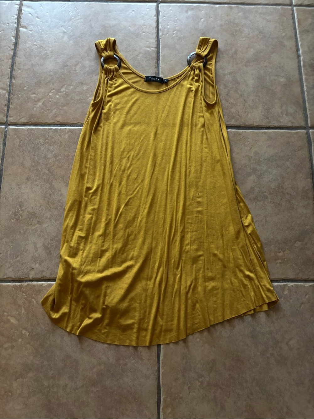 TODAY Mustard Yellow Ring-Shoulder Tank Top